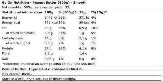 Go On Nutrition Φυστικοβούτυρο Απαλό Smooth 500gr