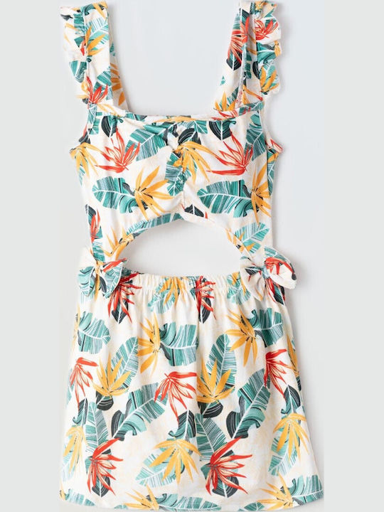 Kinderkleid Ärmellos Blumen Mehrfarbig