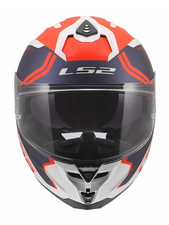 LS2 Challenger II FF817 Titan Matt White/Blue/Red Motorcycle Helmet Full Face ECE 22.06 with Sunvisor