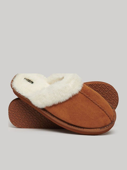 Superdry Mule Slipper Leather Slippers Brown