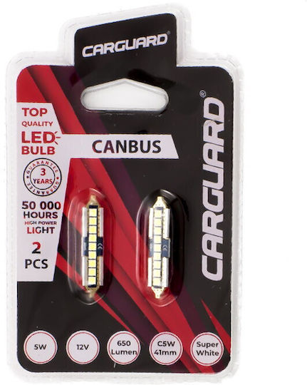 CarGuard Lampen Auto C5W / C10W Canbus LED Weiß 12V 5W 2Stück