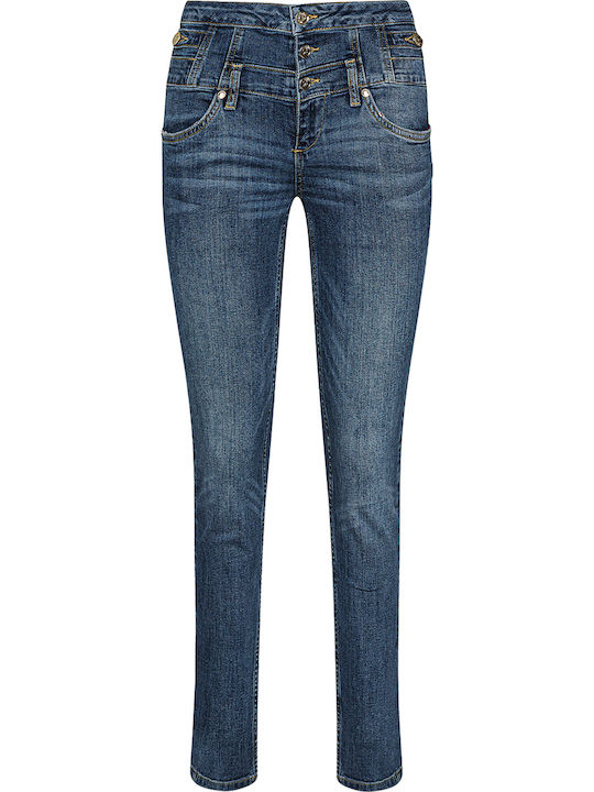 Hoch tailliert Damenjeans Schlaghose in Enger Passform Blue