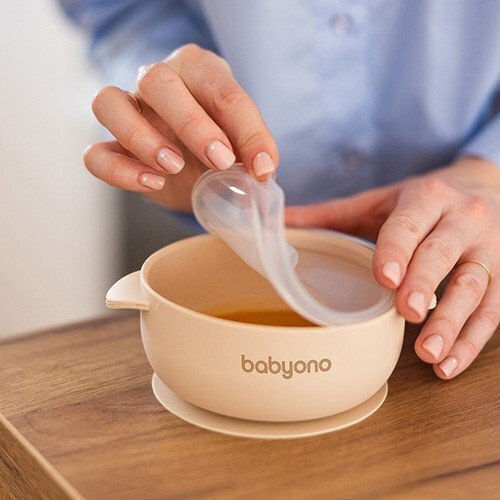 Babyono Baby Food Bowl made of Silicone Beige