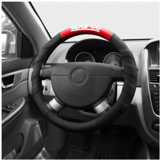 Sparco Husă Volan Auto C1111 cu Diametru 38cm Sintetic Roșu