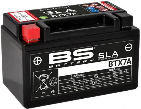 BS SLA Κλειστού Τύπου Μπαταρία Μοτοσυκλέτας YTX7A-BS 105A με Χωρητικότητα 6.3Ah