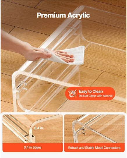 Rectangular Side Table Glass Transparent L50xW80xH38cm.
