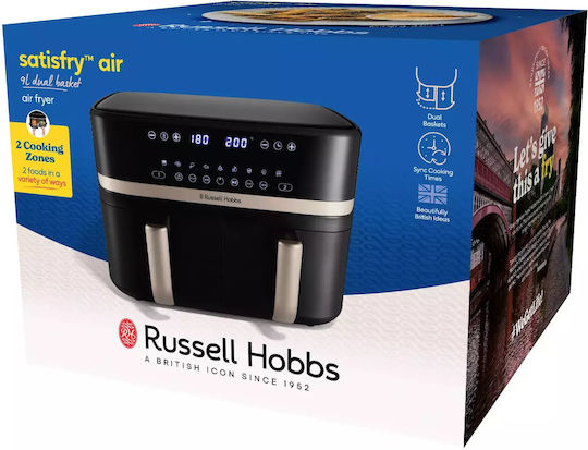 Russell Hobbs Satisfry Friteuză cu aer cu Coș Detașabil Dublu 9lt Negru