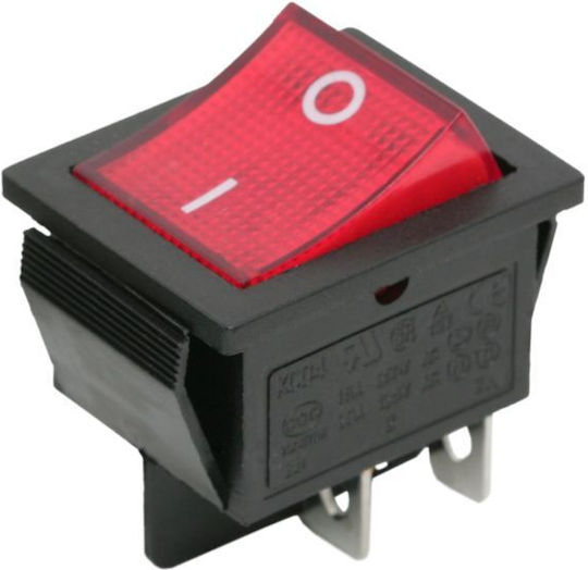Set 5 Bucăți Comutator Balansoar 1-circuit 16A-250V On-Off Roșu Lumini