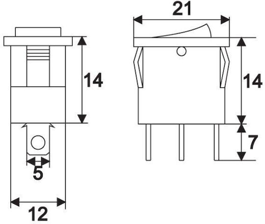 Set 5 Stück 1-Kreis 15a-12vdc Rocker Schalter Aus-Ein Gelbe LED