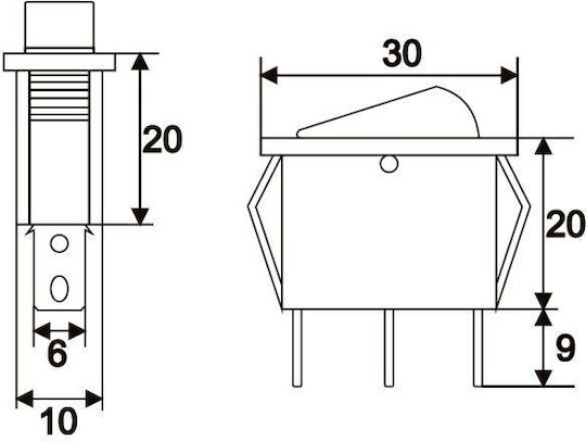 Set 5 Bucăți Comutatoare On-Off Balansoar 1-Circuit 10A-250V Cu Lumină Verde