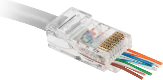 Set 100 Bucăți Prize Modular Jack "Pass Through" 8p8c Cat5e RJ45