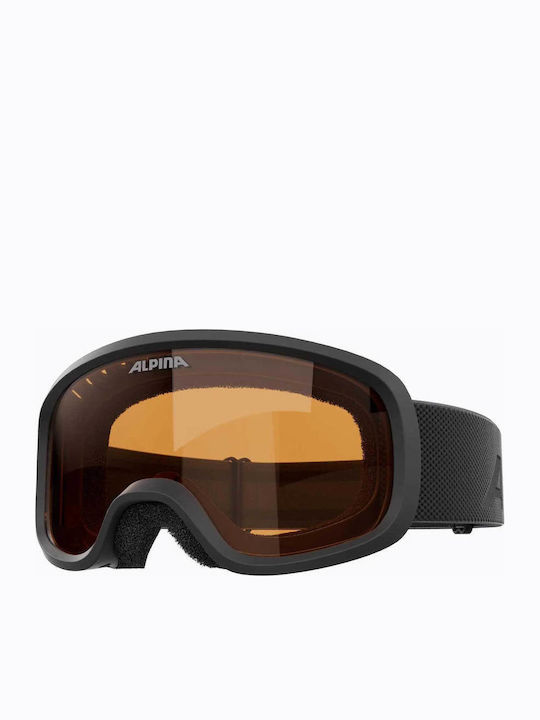 Alpina Piney 2.0 Μάσκα Σκι & Snowboard Ενηλίκων Μαύρη με Φακό σε Μαύρο Χρώμα
