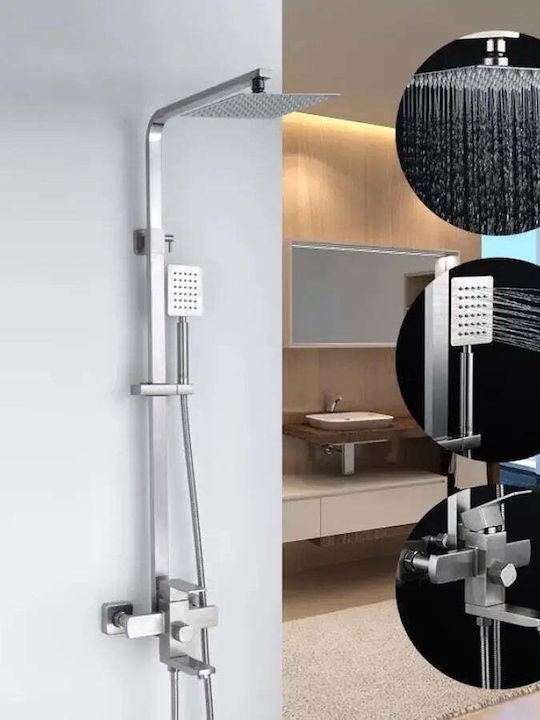 Alista Home Adjustable Shower Column with Bathtub Mixer Gray