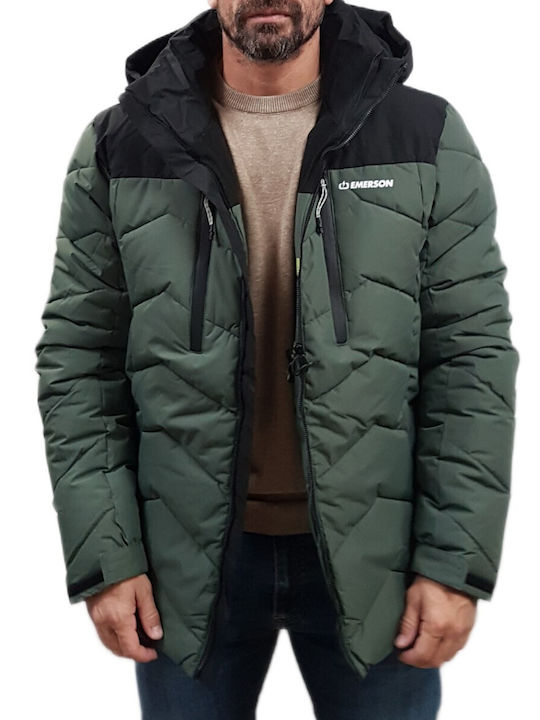 3 in 1 Winter Jacket Puffer Waterproof and Windproof Pine Olive/black, Khaki