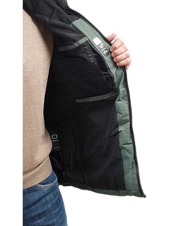 3 in 1 Winter Jacket Puffer Waterproof and Windproof Pine Olive/black, Khaki