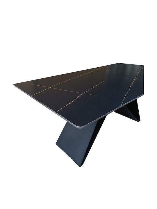 Mapele Table Dining Room with Marble Surface Black 180x90x75cm