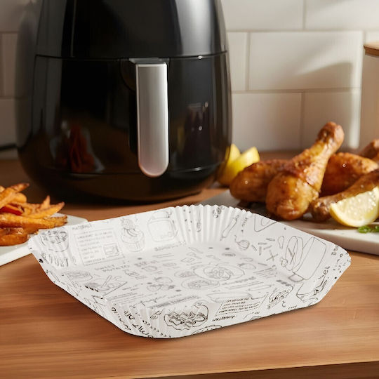 Alista Home Hârtie De Copt Antiaderentă Pentru Air Fryer 26x26cm 50 Bucăți