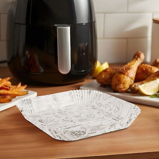 Alista Home Hârtie De Copt Antiaderentă Pentru Air Fryer 20x20cm 50 Bucăți