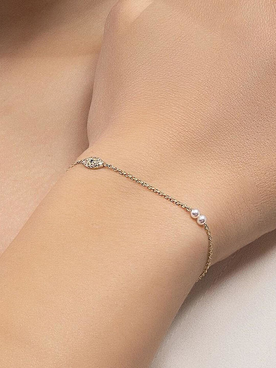 Eforo Women's Bracelet Chain with design Eye made of Gold 14K