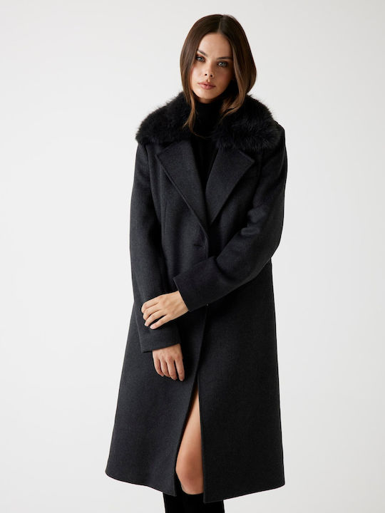 Damen Anthracite Mantel mit Knöpfen