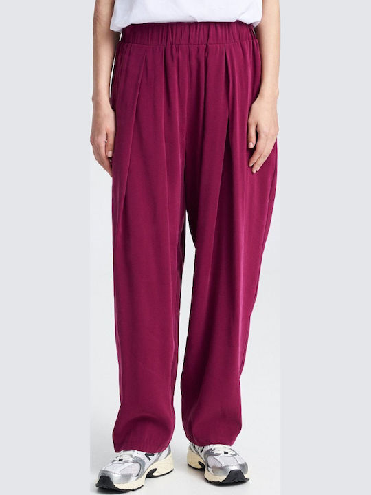 Teem Women's Fabric Trousers Relaxed Fit Purple Teem Women's Fabric Trousers Relaxed Fit Purple