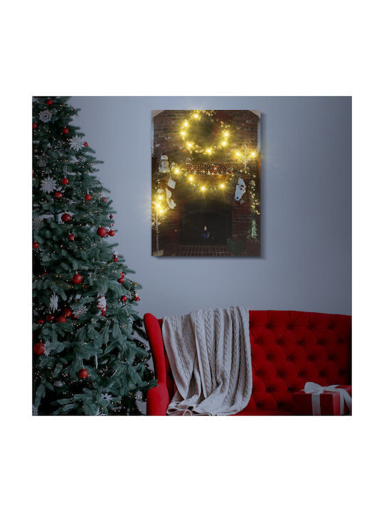 Pictură De Crăciun Cu Iluminare LED Suport 2 Baterii AA 30 X 40 Cm 58467