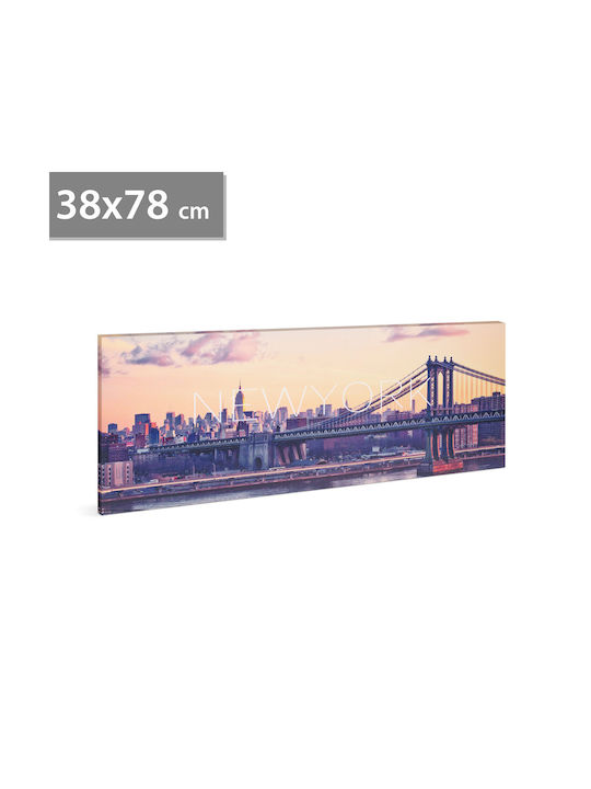 Decorative Led Painting "new York" 2 X Aa 38 X 78 Cm