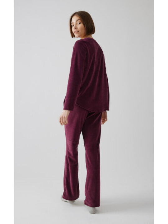 Minerva Winter Damen Pyjama-Set Lila