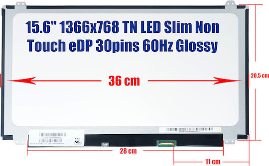 Οθόνη 15.6" Slim / LED 30 Pin για Laptop LP156WHB-TPGB 5D10H91341 B156XTN04.6 5D10H20140 LTN156AT39-401 5D10H15381 LP156WHB-TPD1 5D10F76011 N156BGE-EA2 5D10G94547
