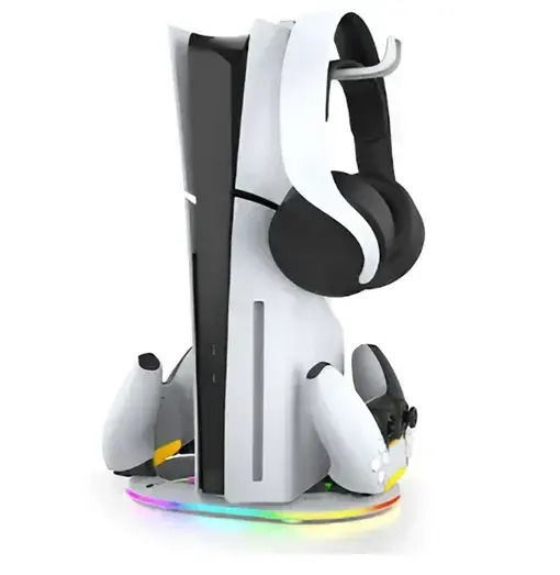 iPega P5s045 Βάση για 2 χειριστήρια PS5 / PS5 Slim με φωτισμό LED Λευκή PG-P5S045