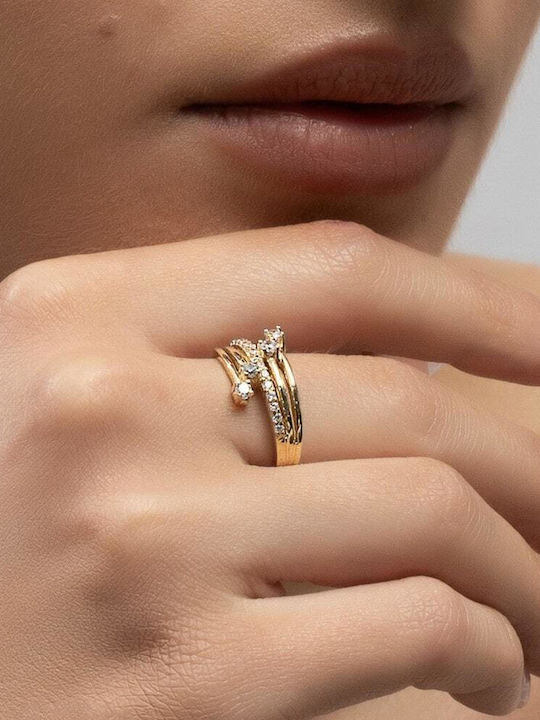 Eforo Дамски Пръстен с Циркони от Злато 14K
