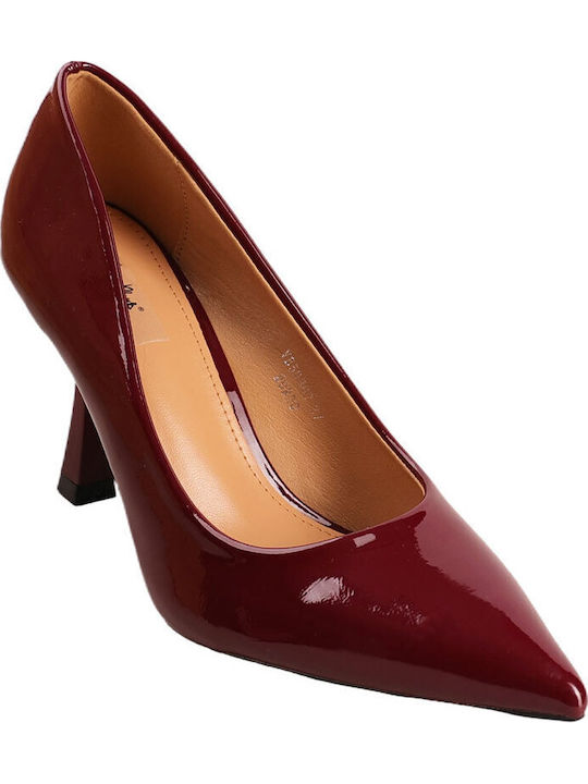 Patent Leather Stiletto Burgundy High Heels