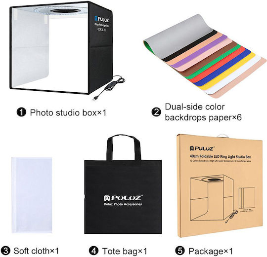 Puluz Photo Box Φωτιζόμενο με Πολλαπλά Backround 40x40x40cm