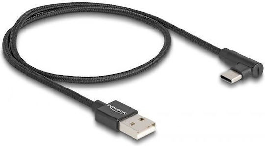 DeLock Geflochten USB 2.0 Kabel USB-C männlich - USB-A Schwarz 0.5m (80029)