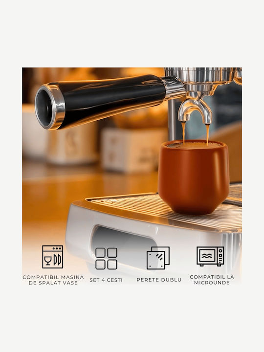 Miamio Σετ Φλιτζάνια Espresso Κεραμικά Μπεζ 90ml 4τμχ