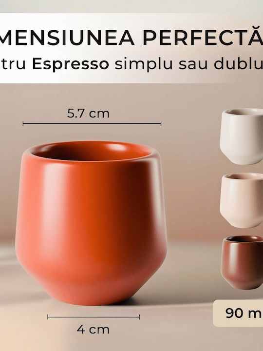 Miamio Σετ Φλιτζάνια Espresso Κεραμικά Μπεζ 90ml 4τμχ