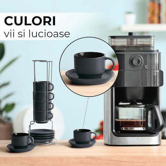 Miamio Set Căni Espresso De ceramică Negre 75ml 6buc