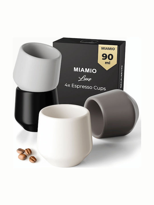 Miamio Set Tassen Espresso Keramik Gray 90ml 4Stück