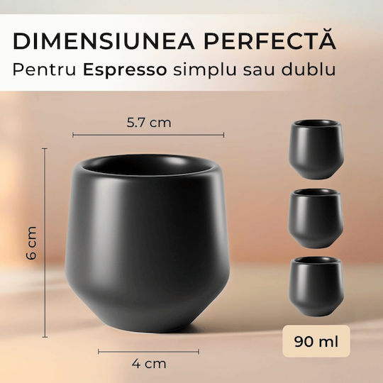 Miamio Комплект чаши Еспресо Керамични Черен 90мл 4бр