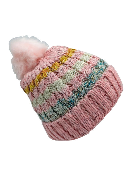 Beanie Γυναικείος Σκούφος Πλεκτός σε Ροζ χρώμα