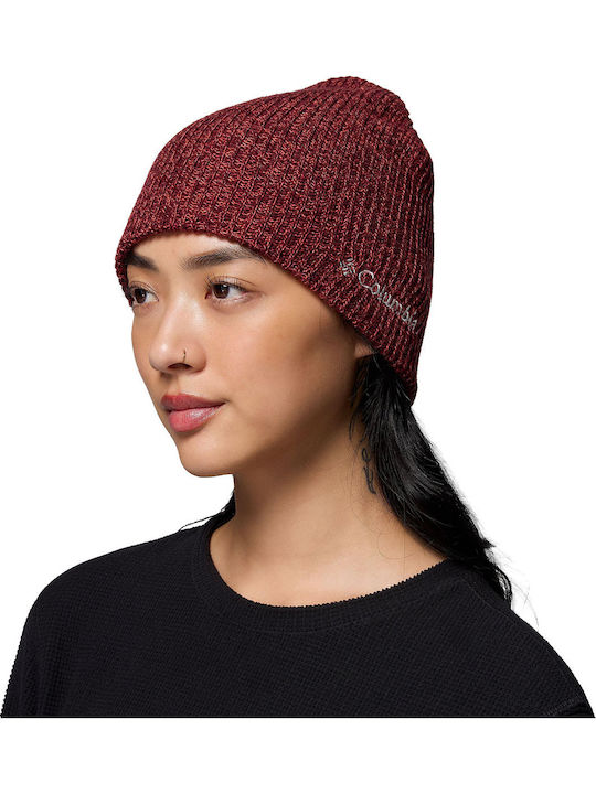 Whirlibird Watch Cap Beanie Unisex Beanie Knitted in Burgundy color