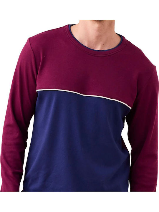 Noidinotte Men's Winter Pajamas Set Bordeaux-marine