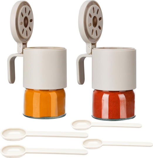 Belle Vous Set 2 Pieces Glass Transparent Food Jars for Sugar Tea Coffee with Lid 350ml