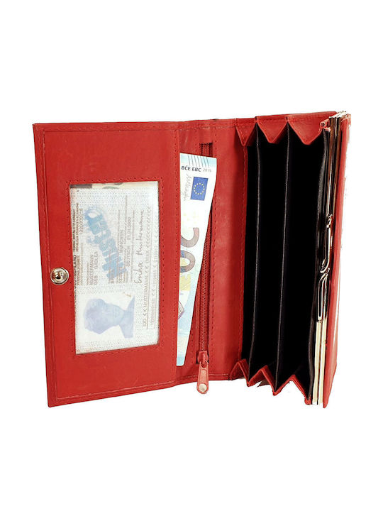 Large Leather Women's Wallet Travel with RFID Red