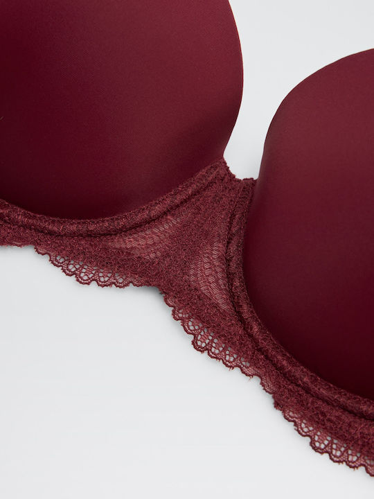 Bra with Light Padding Underwire Bordeaux