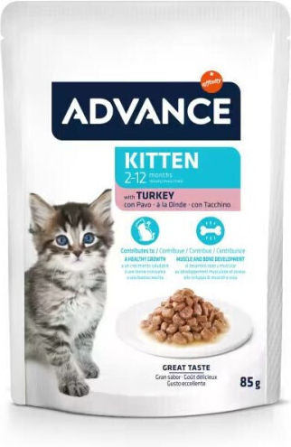Advance Hrana Pentru Pisici Junior Cats În Pliculeț Cu Curcan Și Carne 12x85gr