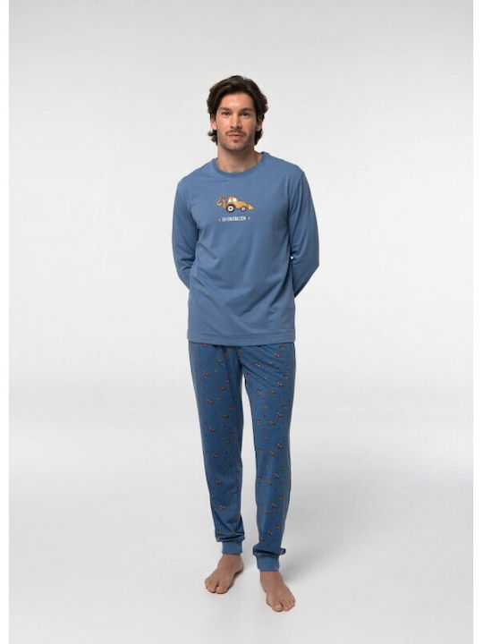 Dark Elephant Men's Winter Pajamas Set Blue