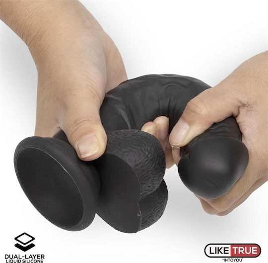 IntoYou Dildo Realistic Cu Scrotum și Ventuză Negru 20cm