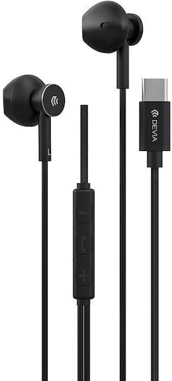 Devia NO-DVHF-108790 In-ear Handsfree Ακουστικά με Βύσμα USB-C Μαύρο