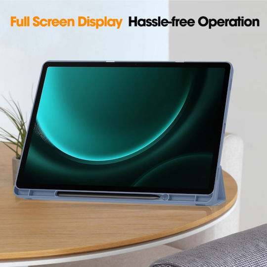 Tablet Hülle Samsung Galaxy Tab S9 FE Plus Stifthalter Schlaf Wake Funktion Flex Trifold Set Sticker Marineblau